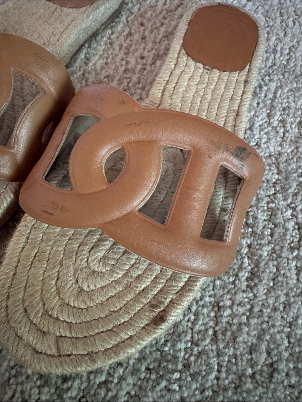 Hermes Brown Leather Espadrille Slide Sandals - Picture 5 of 8